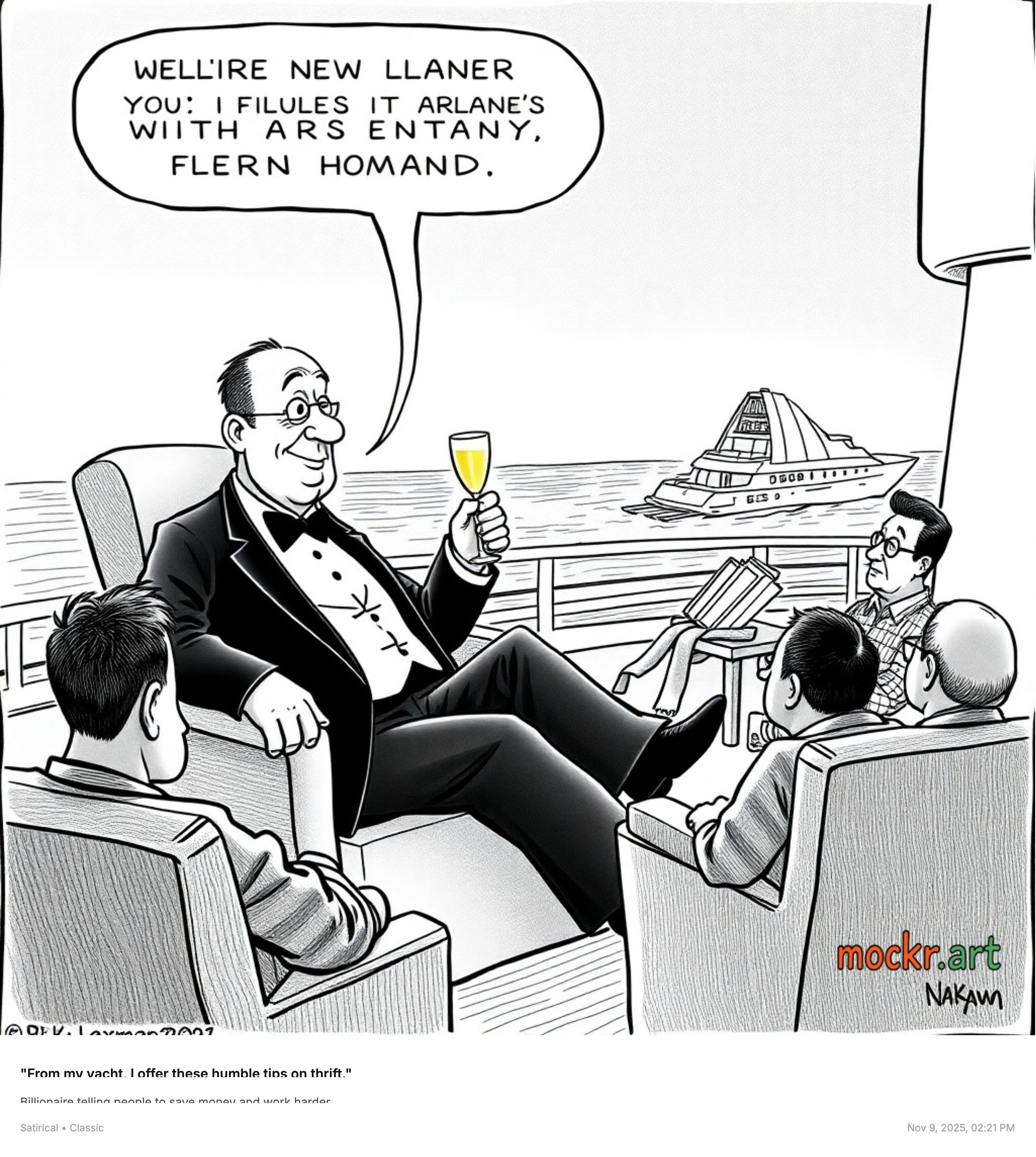 Economy satire example: Financial Advice